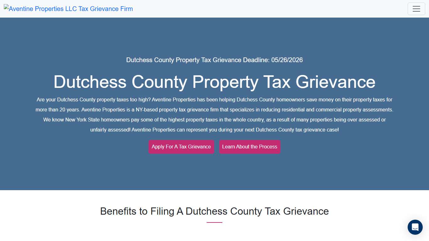Dutchess County Property Tax Grievance Aventine Properties
